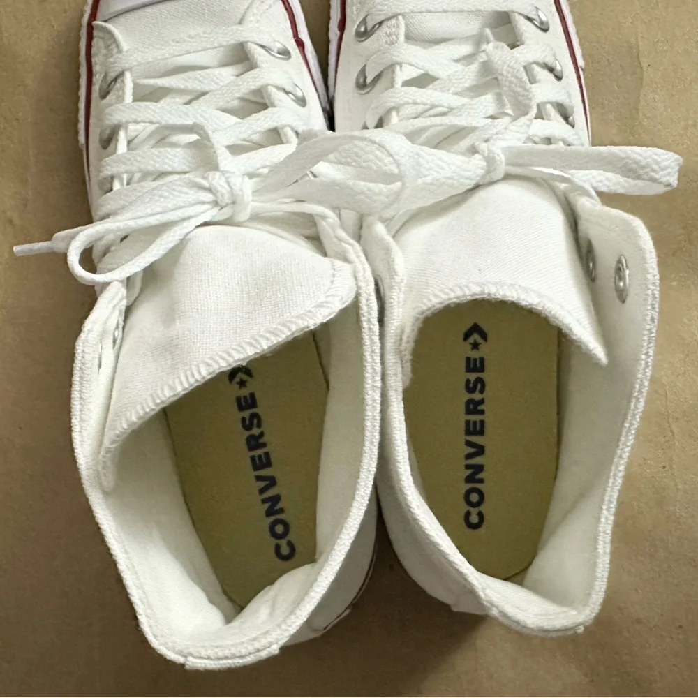 NEW Converse Chuck Taylor All Star White Canvas High Top Sneakers Sz M8.5/W10.5 - Picture 6 of 8